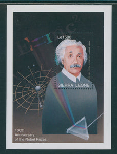Sierra Leone Scott #1847 MNH S/S Albert Einstein Nobel Prizes Centenary CV$4+