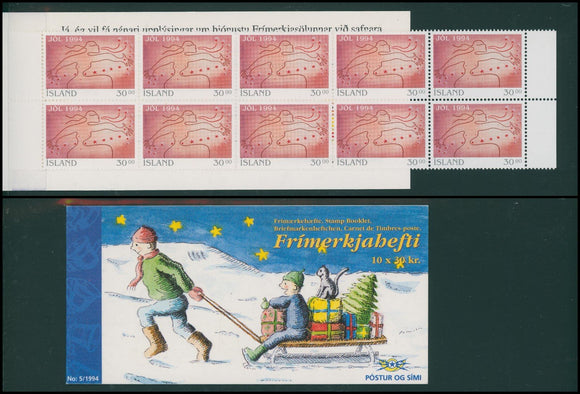 Iceland Scott #790 MNH BOOKLET of 10x30kr Christmas 1994 $$