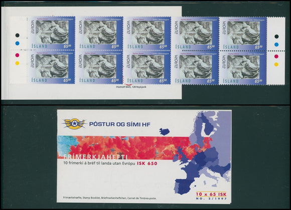 Iceland Scott #845 MNH BOOKLET of 10x65kr Europa 1995 Paintings CV$25+