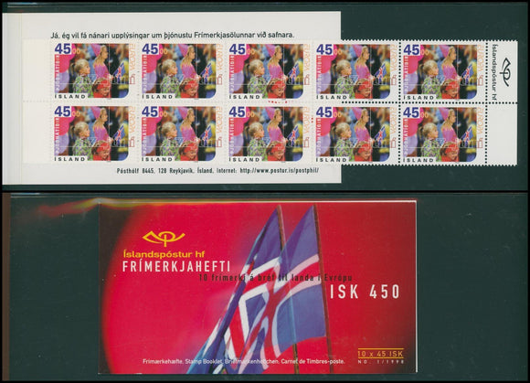 Iceland Scott #860 MNH BOOKLET of 10x55kr Europa 1998 CV$15+