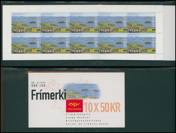 Iceland Scott #883a MNH BOOKLET of 10x50kr Europa 1999 Parks Paintings CV$14+