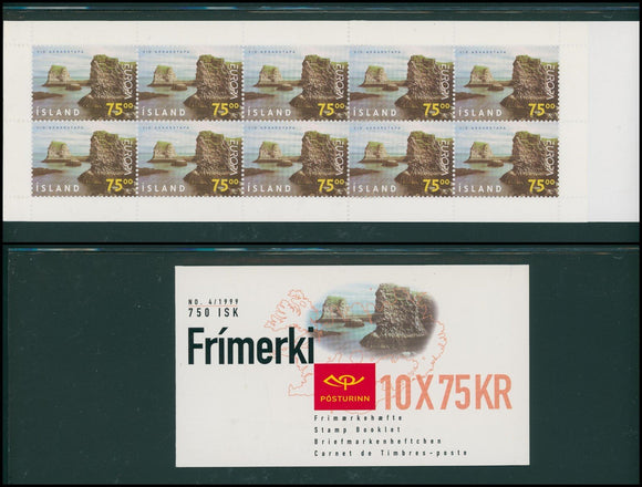 Iceland Scott #884a MNH BOOKLET of 10x75kr Europa 1999 Parks Paintings CV$25+