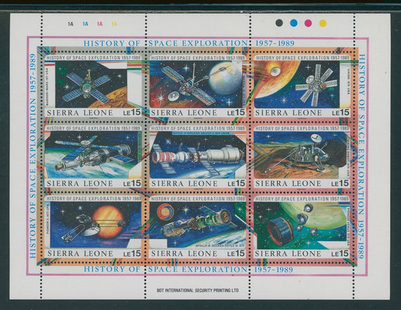 Sierra Leone Scott #1072 MNH SHEET of 9 History of Space Explorations CV$8+