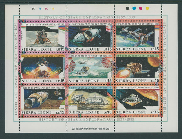 Sierra Leone Scott #1073 MNH SHEET of 9 History of Space Explorations CV$8+