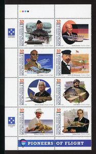 Micronesia Scott #238 MNH BLOCK of 8 Pioneers of Flight 1996 32c CV$5+