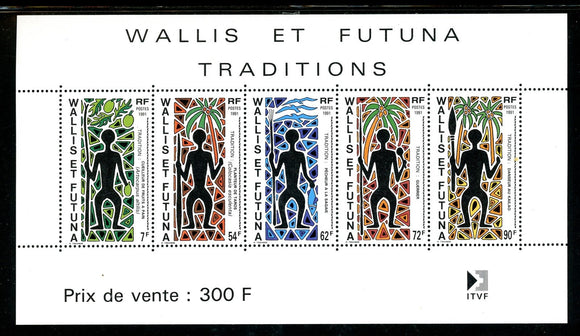 Wallis & Futuna Scott #407a MNH S/S Traditional Warrior Designs CV$9+