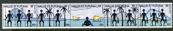 Wallis & Futuna Scott #436 MNH STRIP of 5 Native Art CV$11+