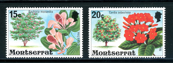 Montserrat SG #376a-377a MNH Flowering Trees CHALKY PAPER $$