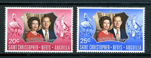 St. Kitts-Nevis Scott #257-258 MNH Queen Elizabeth II Prince Philip 25th ANN $$