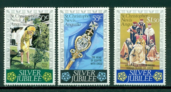 St. Kitts-Nevis Scott #332-334 MNH Queen Elizabeth II Reign Silver Jubilee $$