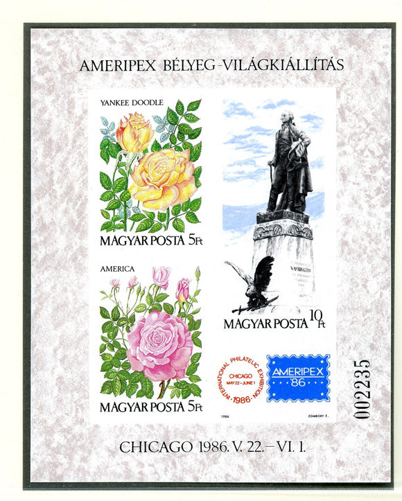 Hungary Scott #2987 IMPERF MNH S/S AMERIPEX '86 Stamp EXPO CV$25+