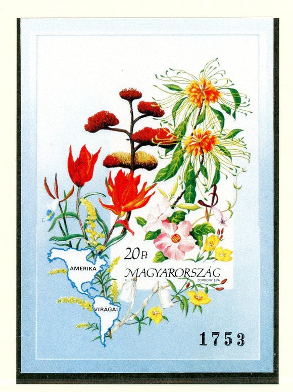 Hungary Scott #3283 IMPERF MNH S/S Flowers of the Continents FLORA CV$50+
