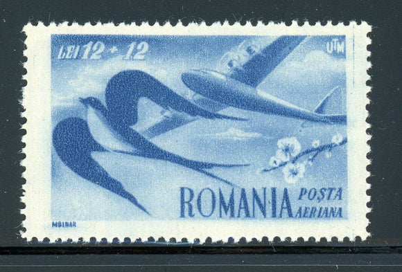 ROMANIA MNH: Scott #CB15 12L+12L Swallow & Plane 1948 $$