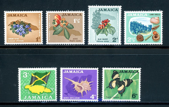 Jamaica Scott #217-223 MNH Flora Fauna Definitives Butterfly Flag CV$4+ ISH-1