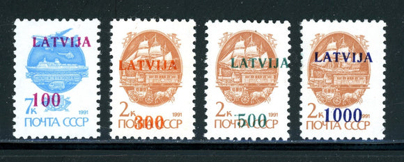 Latvia Scott #308-311 MNH OVPT LATVIJA + SRCH on Russia CV$5+ ISH-1