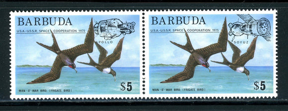 Barbuda Scott #213-214 MNH PAIR Apollo-Soyuz OVPTS on Birds CV$11+