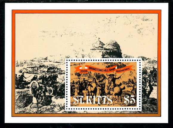 St. Kitts Scott #92 MNH S/S Brimstone Hill Siege 200th ANN $$