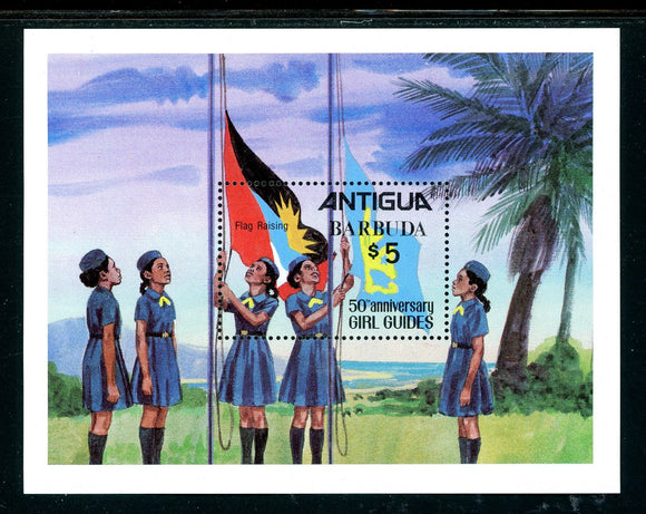 Barbuda Scott #521 MNH S/S BARBUDA ON Girl Guides 50th ANN CV$6+