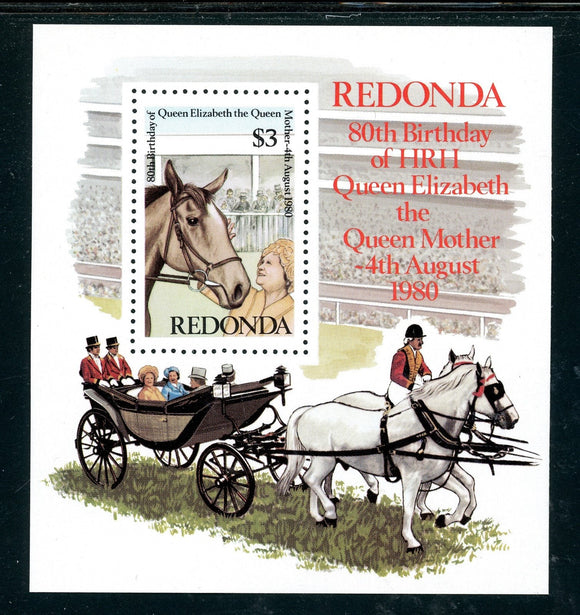 Redonda OS #110 MNH S/S Queen Mother Elizabeth 80th Birthday $$