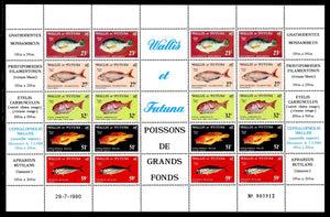 Wallis & Futuna note after Scott #260a MNH SHEET of 4 STRIPS of Fish CV$52+