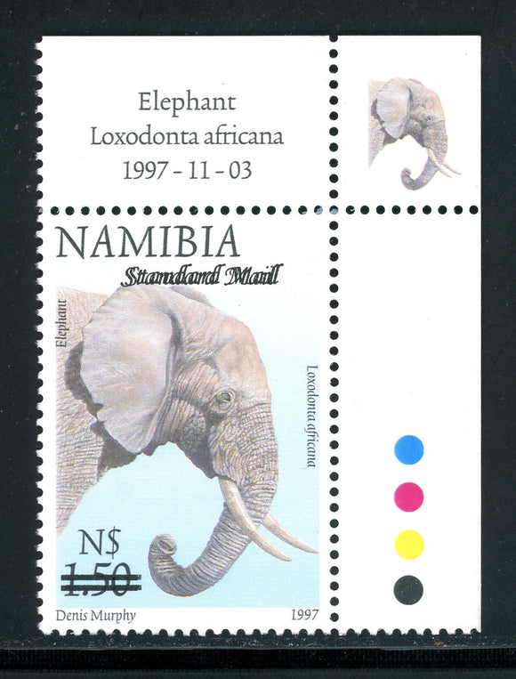 Namibia Scott #1134VAR MNH Double OVPT on N$1.50 Elephant FAUNA 1997 Definitive