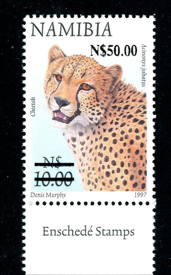 Namibia Yvert #1063 MNH OVPT N$50 on N$10 Cheetah Fauna 1997 Definitive SCHGs $$