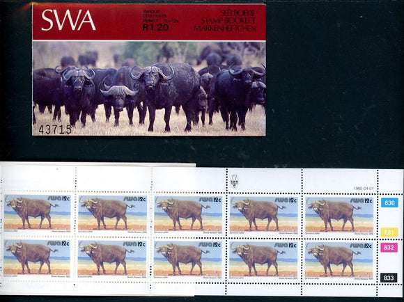 South West Africa Scott #456c MNH BOOKLET of 10 Cape Buffalo 12c FAUNA CV$5+