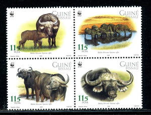 Guinea-Bissau OS #51 MNH BLOCK of 4 African Buffalo WWF FAUNA $$