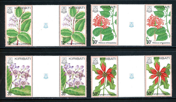 Kiribati Scott #365-368 MNH GUTTER PAIRS Flowering Plants FLORA $$