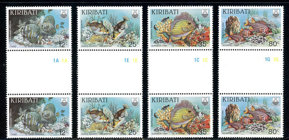 Kiribati Scott #452-455 MNH GUTTER PAIRS Reef Fish FAUNA $$
