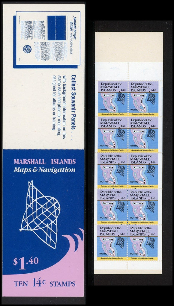 Marshall Islands Scott #40a MNH BOOKLET Maps and Navigation 10x14c CV$7+