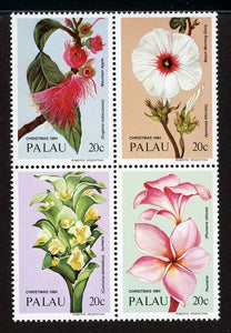 Palau Scott #62a MNH BLOCK of 4 Christmas Flowers FLORA $$
