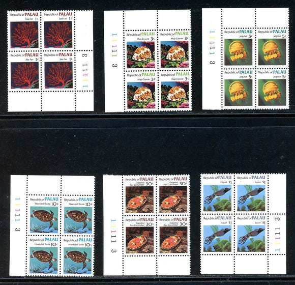 Palau Scott #9//19 MNH BLOCKS of 4 Sealife CV$12+