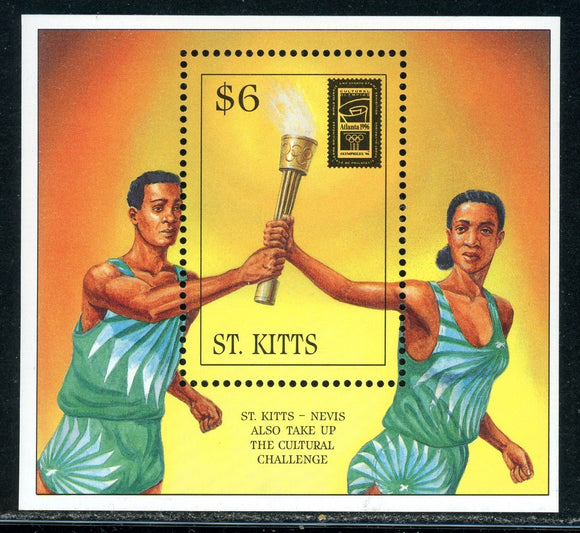 St. Kitts Scott #413 MNH S/S OLYMPICS 1996 Atlanta CV$5+