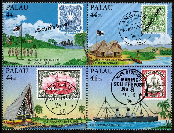 Palau Scott #C9a MNH BLOCK of 4 Palau/German Relations CV$4+