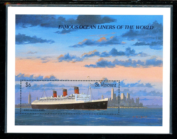 St. Vincent Scott #1181 MNH S/S Ocean Liner Queen Mary CV$7+