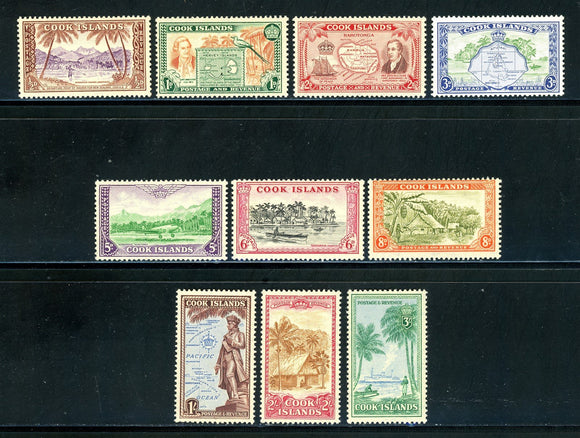 Cook Islands Scott #131-140 MH 1949 Definitives COMPLETE Scenes CV$46+
