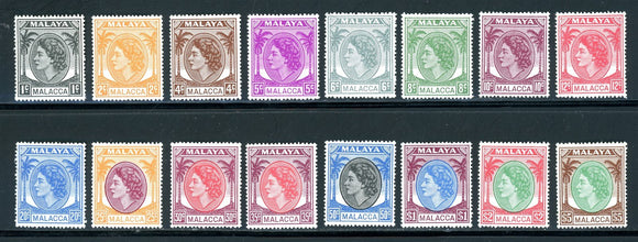 Malaya Malacca Scott #29-44 MLH 1954-55 Defin. COMP. Queen Elizabeth II CV$76+