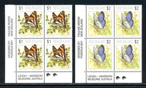 New Zealand Scott #1075-1076 MNH INSCRIPTION BLOCKS Butterflies Insects FAUNA $$