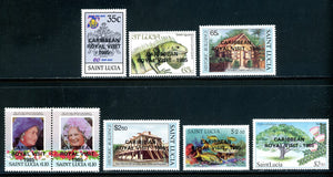 St. Lucia Scott #796-802 MNH 1985 Caribbean Royal Visit COMPLETE CV$39+