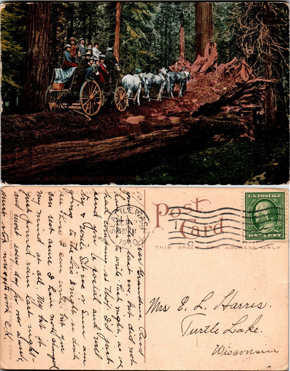1912 Postcard from Seattle of Touring sent to Wisconsin $