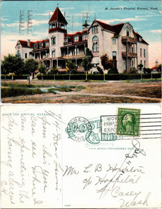1912 Postcard from Tacoma of Hospital sent to Ft. Casey WA $