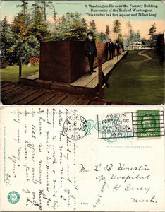 1912 Postcard from Seattle, Logging sent to Ft. Casey WA $