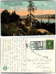 1913 Postcard from Union Bay Seattle sent to Ft. Casey WA $