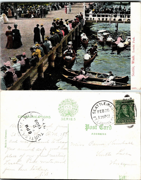 1908 Postcard from Seattle Leschi Park sent to Wisconsin $