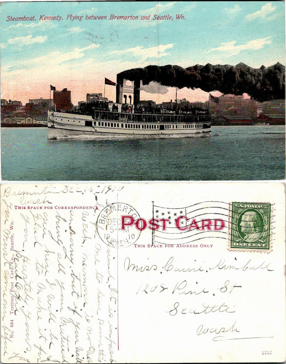 1910 Postcard from Bremerton Steamship 