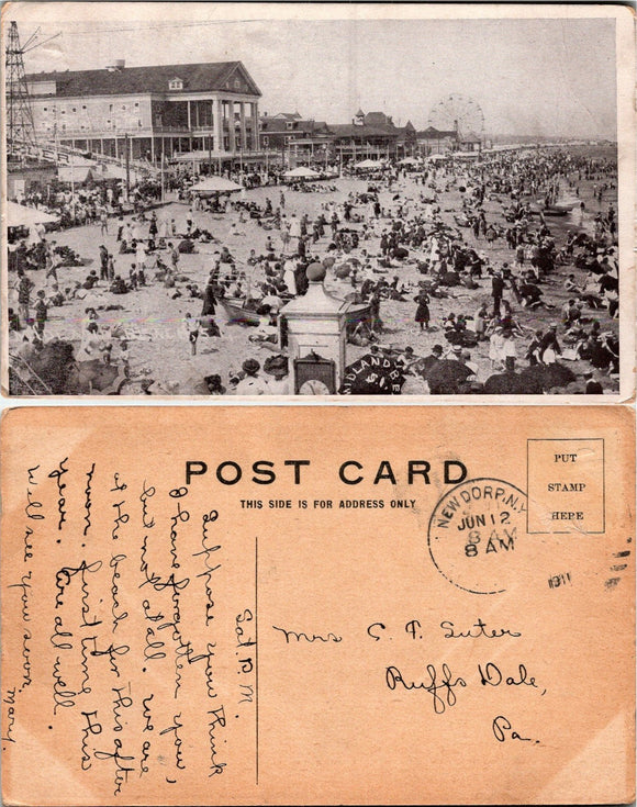 1911 Postcard from Brooklyn of New York Staten Island beach scene sent to PA $
