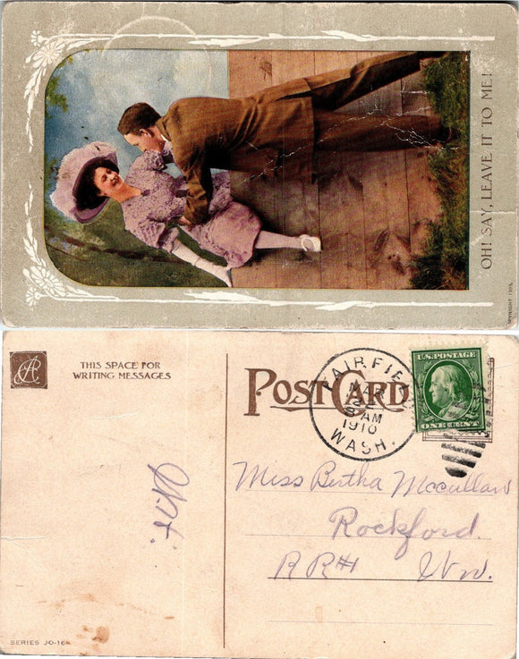 1910 Postcard from Fairfield WA Romantic Sentiments sent to Rockford, IL $