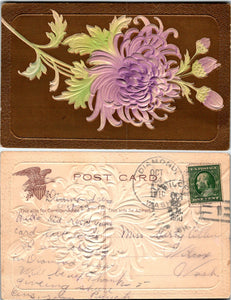 1910 Postcard from Diamond WA Floral Greetings EMBOSSSED to Wilcox WA $