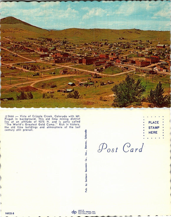 Postcard photo of Cripple Creek from Denver Colorado Museum, UNADDRESSED $